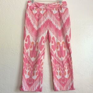 Chico’s colorful print stretchy cotton capris